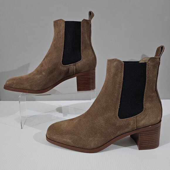 NEW Steve Madden Rhiannon Ankle Boot Womens 9.5 Brown Suede Chelsea Block Heel - Picture 2 of 12